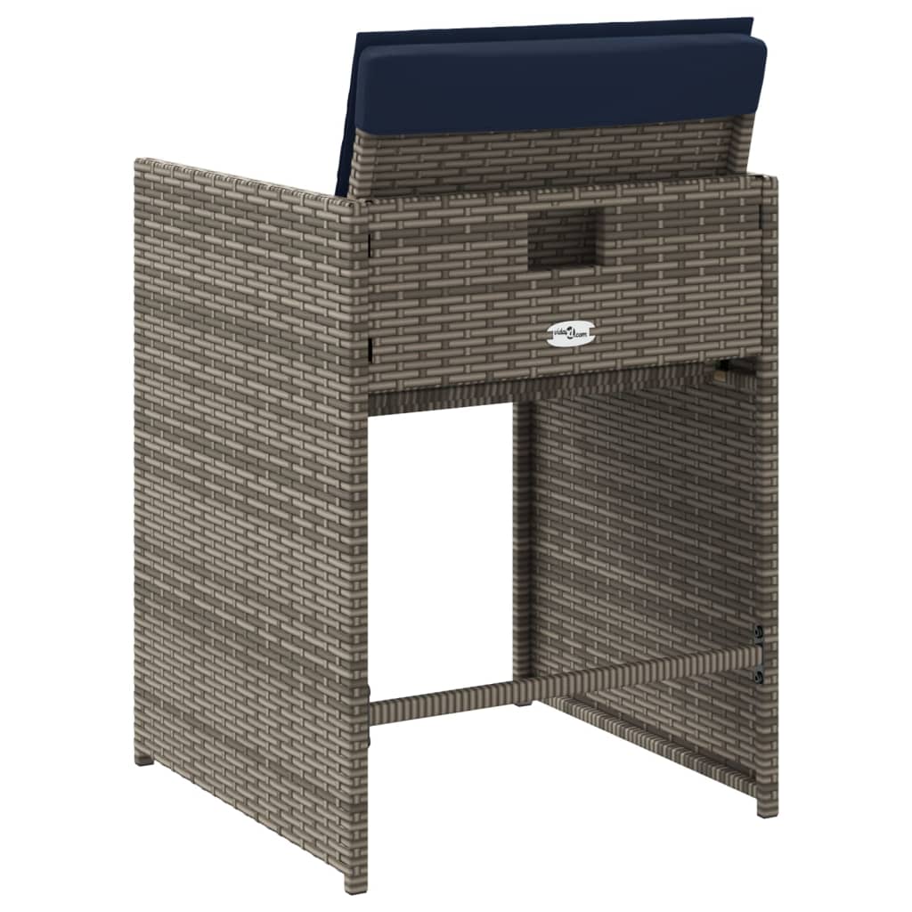 vidaXL Gartenstühle mit Kissen 4 Stk. Grau Poly Rattan