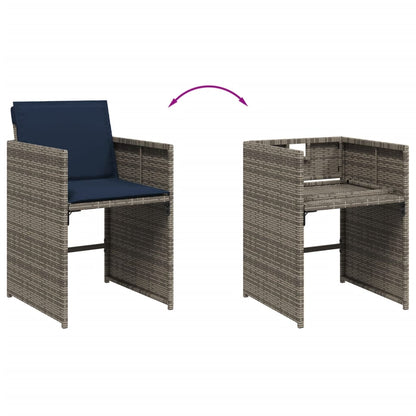 vidaXL Gartenstühle mit Kissen 4 Stk. Grau Poly Rattan