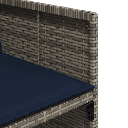 vidaXL Gartenstühle mit Kissen 4 Stk. Grau Poly Rattan