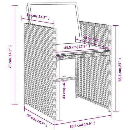 vidaXL Gartenstühle mit Kissen 4 Stk. Grau Poly Rattan