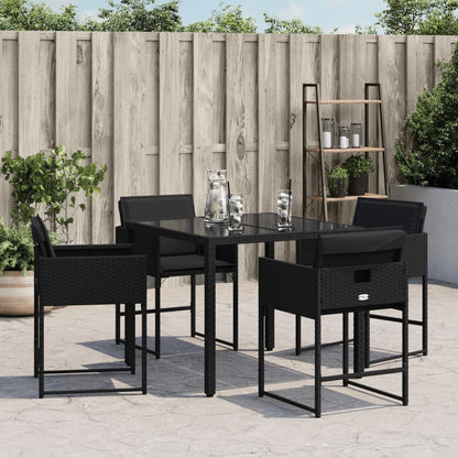 vidaXL Gartenstühle mit Kissen 4 Stk. Schwarz Poly Rattan