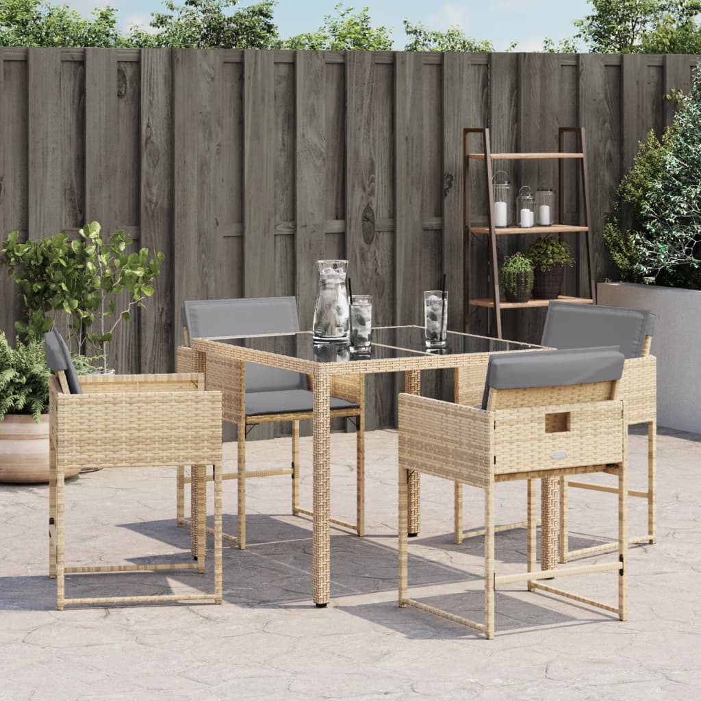 vidaXL Gartenstühle mit Kissen 4 Stk. Beigemischung Poly Rattan