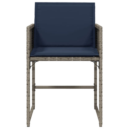 vidaXL Gartenstühle mit Kissen 4 Stk. Grau Poly Rattan