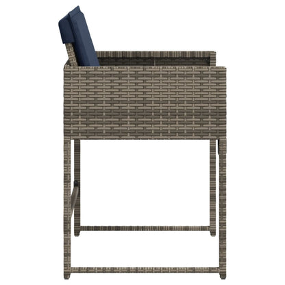 vidaXL Gartenstühle mit Kissen 4 Stk. Grau Poly Rattan