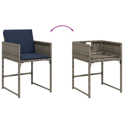 vidaXL Gartenstühle mit Kissen 4 Stk. Grau Poly Rattan