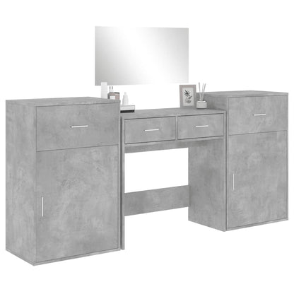 vidaXL Ensemble de coiffeuse 4 pcs gris béton en bois d'ingénierie