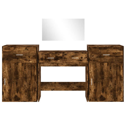 vidaXL 4-tlg. Schminktisch-Set Räuchereiche Holzwerkstoff