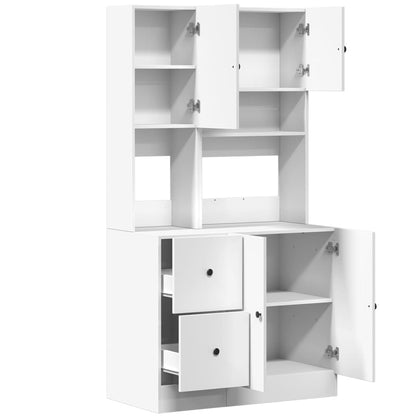 vidaXL Küchenschrank Weiß 95x50x180 cm Holzwerkstoff