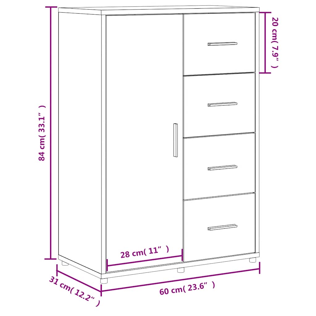 vidaXL Sideboards 2 Stk. Weiß 60x31x84 cm Holzwerkstoff