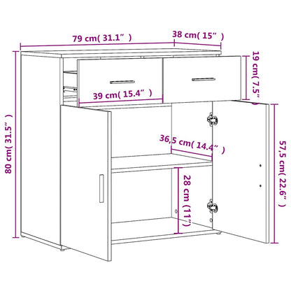 Sideboards 2 Stk. Sonoma-Eiche 79x38x80 cm Holzwerkstoff