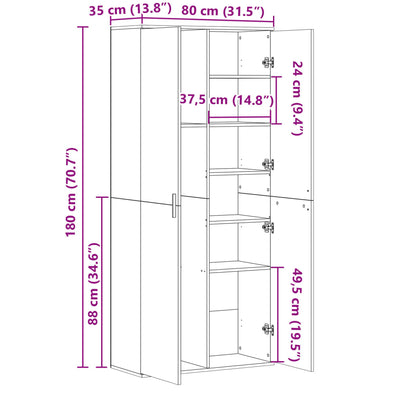 vidaXL Highboard Schwarz 80x35x180 cm Holzwerkstoff