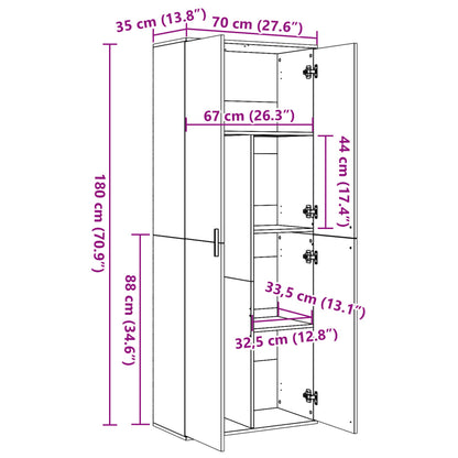 vidaXL Highboard Grau Sonoma 70x35x180 cm Holzwerkstoff