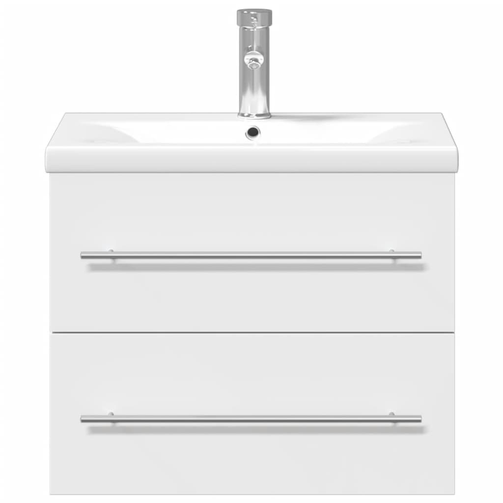 vidaXL Waschbeckenunterschrank mit Einbaubecken Weiß