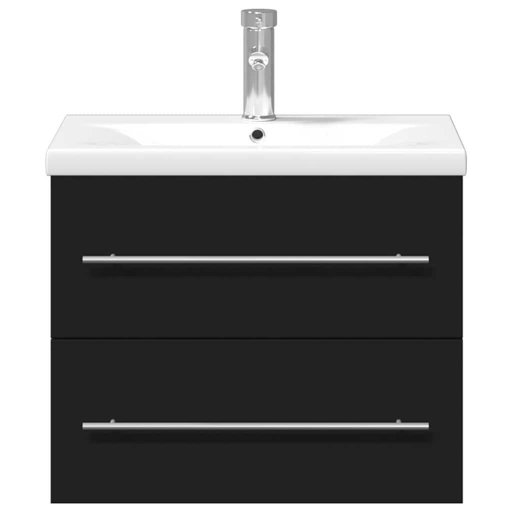 vidaXL Waschbeckenunterschrank mit Einbaubecken Schwarz