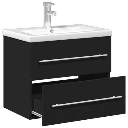 vidaXL Waschbeckenunterschrank mit Einbaubecken Schwarz