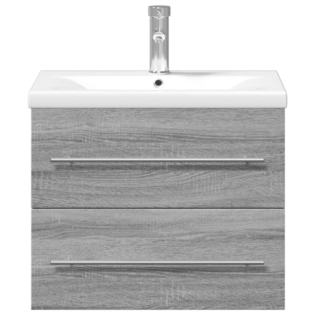 vidaXL Meuble sous-vasque avec lavabo intégré Chêne Sonoma Gris