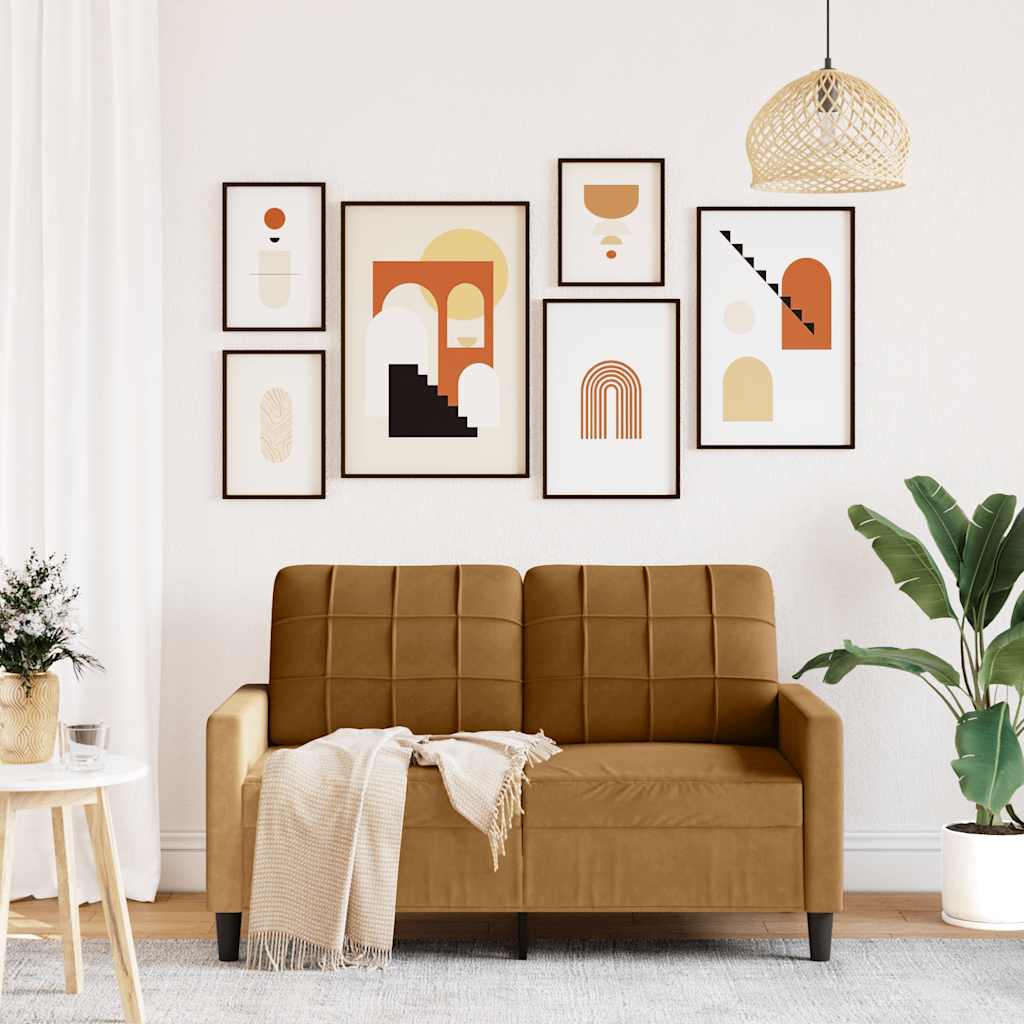 2-Sitzer-Sofa Braun 120 cm Samt