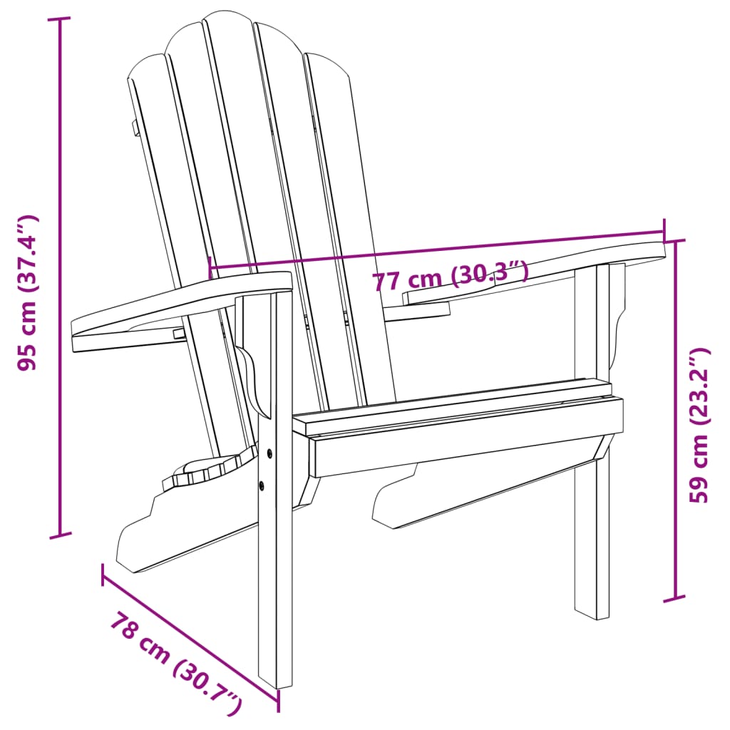 vidaXL Adirondack-Gartenstuhl 77x78x95 cm Massivholz Teak