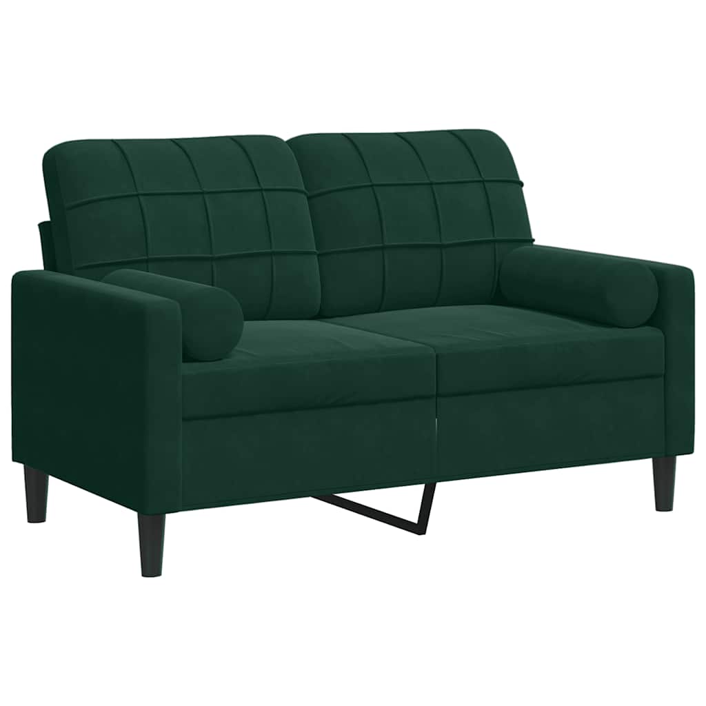 vidaXL 2-Sitzer-Sofa mit Zierkissen Dunkelgrün 120 cm Samt