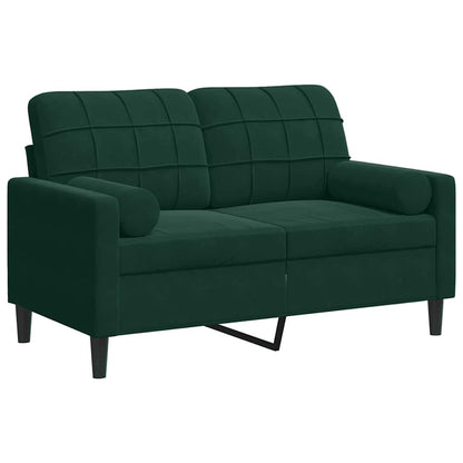 vidaXL 2-Sitzer-Sofa mit Zierkissen Dunkelgrün 120 cm Samt