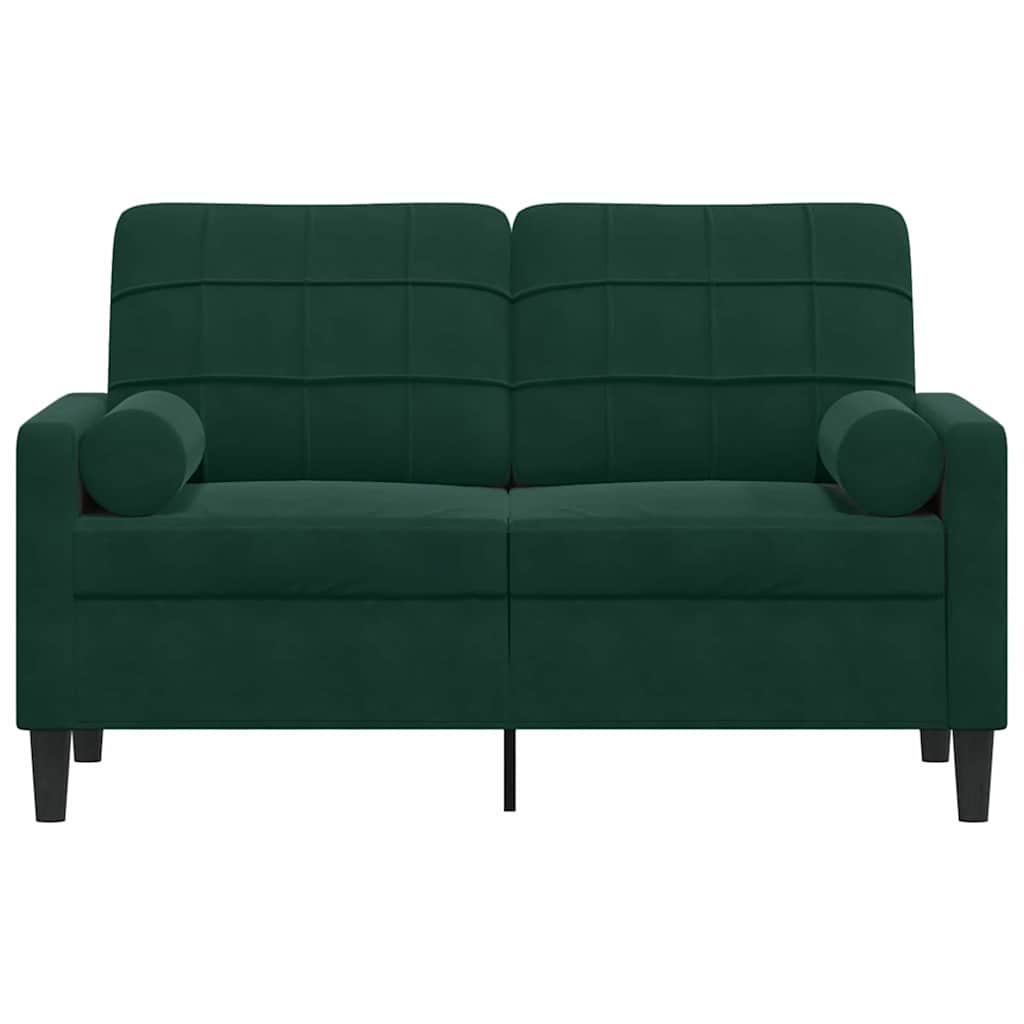 vidaXL 2-Sitzer-Sofa mit Zierkissen Dunkelgrün 120 cm Samt