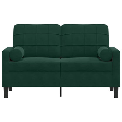 vidaXL 2-Sitzer-Sofa mit Zierkissen Dunkelgrün 120 cm Samt