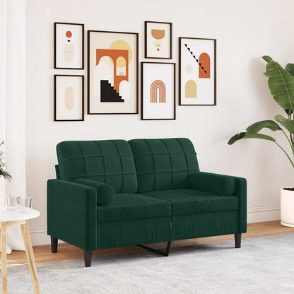 vidaXL 2-Sitzer-Sofa mit Zierkissen Dunkelgrün 120 cm Samt