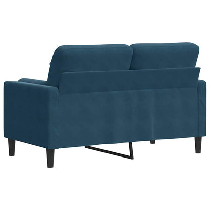 2-Sitzer-Sofa mit Zierkissen Blau 120 cm Samt
