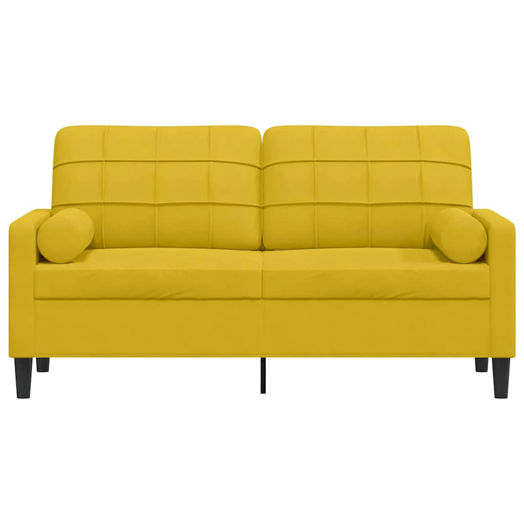2-Sitzer-Sofa mit Zierkissen Gelb 140 cm Samt
