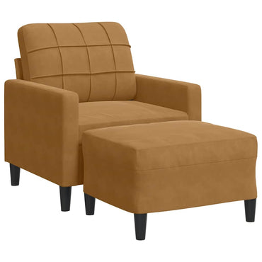 vidaXL Sessel mit Hocker Braun 60 cm Samt