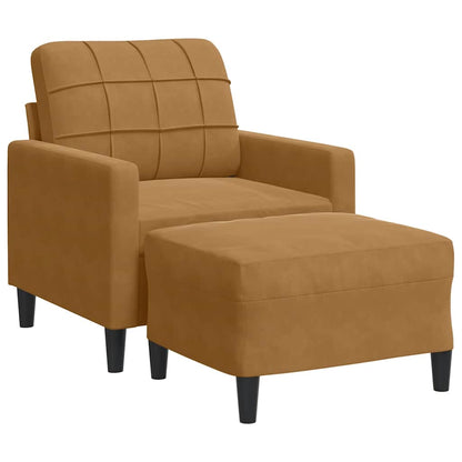 vidaXL Sessel mit Hocker Braun 60 cm Samt