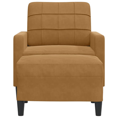 vidaXL Sessel mit Hocker Braun 60 cm Samt
