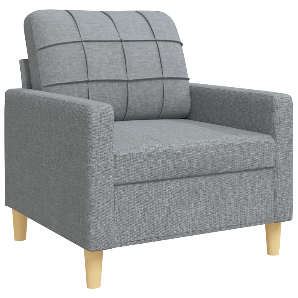 vidaXL 4-tlg. Sofagarnitur mit Fußhocker Hellgrau Stoff