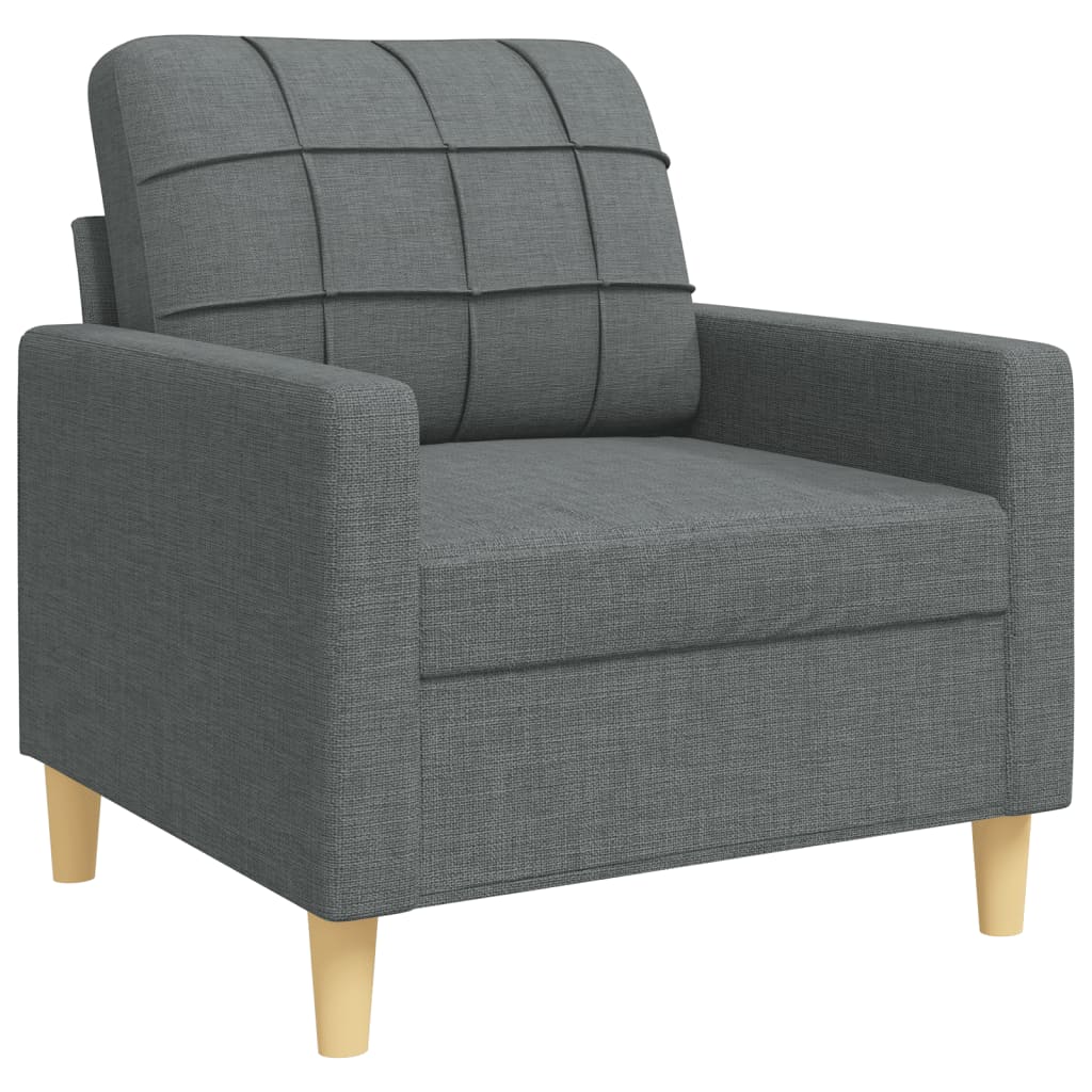 vidaXL 4-tlg. Sofagarnitur mit Fußhocker Dunkelgrau Stoff