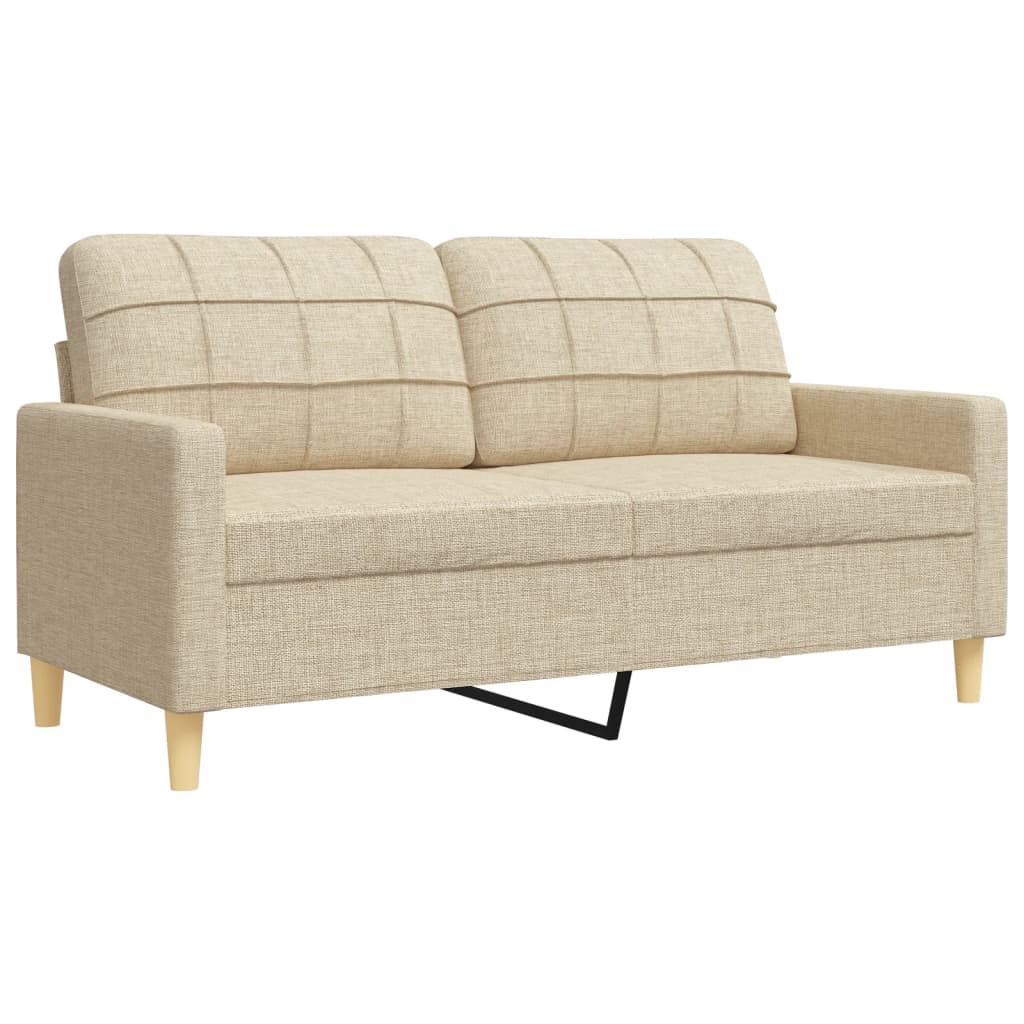 vidaXL 4-tlg. Sofagarnitur mit Fußhocker Creme Stoff