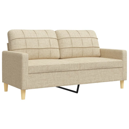 vidaXL 4-tlg. Sofagarnitur mit Fußhocker Creme Stoff