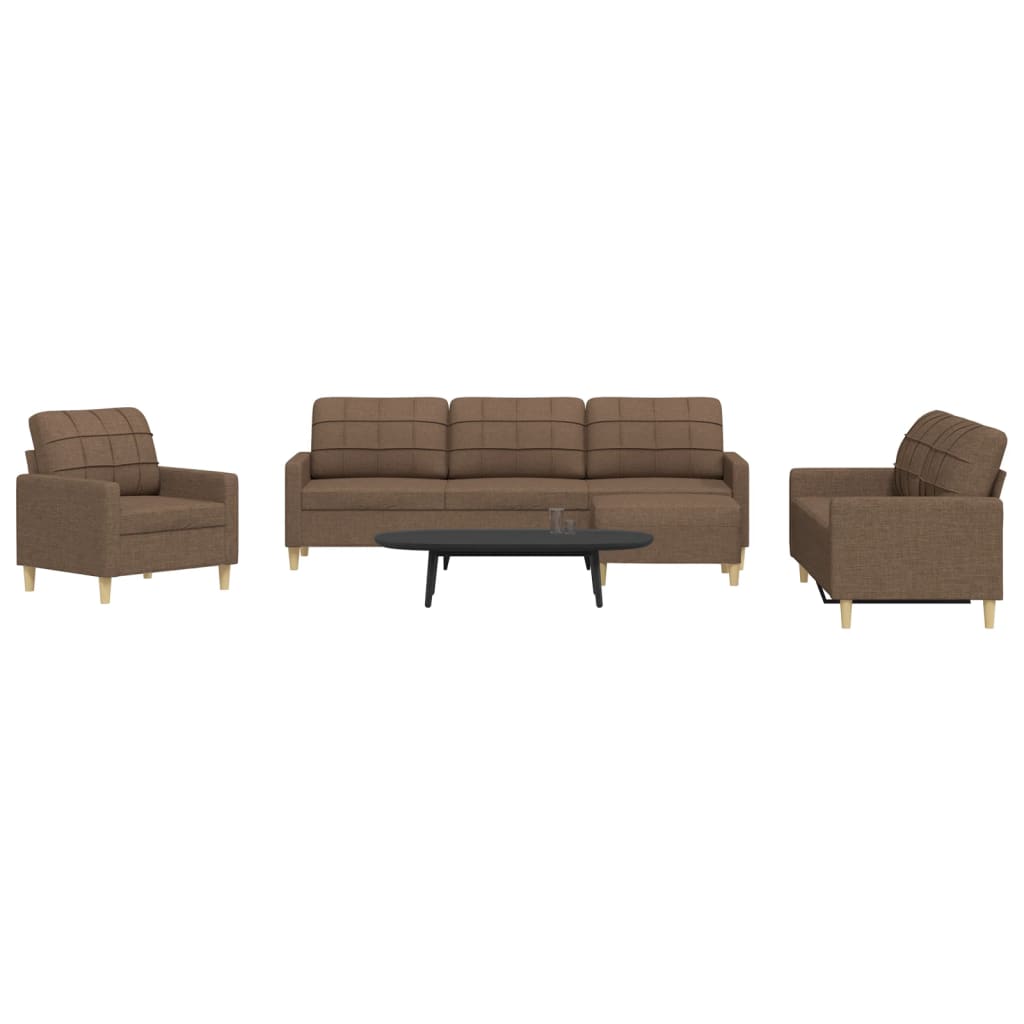 vidaXL Salon de jardin 4 pcs avec pouf Tissu Marron