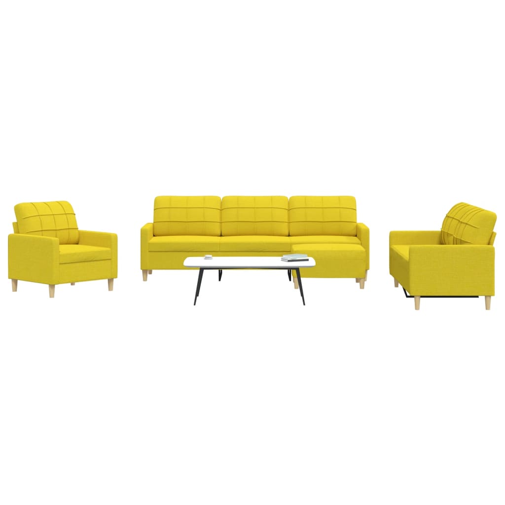 vidaXL Ensemble de canapés 4 pcs avec repose-pied Tissu Jaune clair