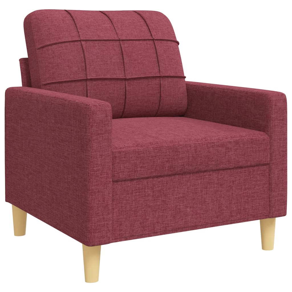 vidaXL 4-tlg. Sofagarnitur mit Fußhocker Weinrot Stoff