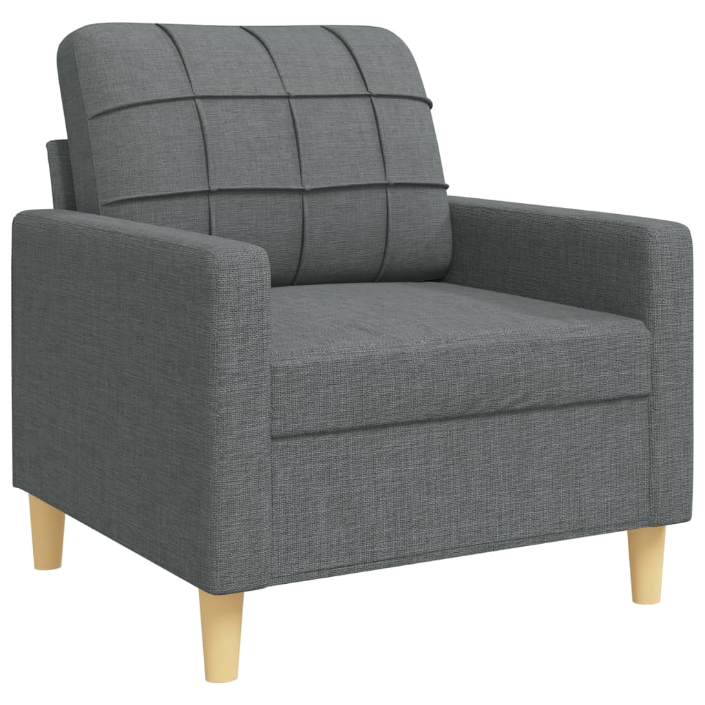 vidaXL 4-tlg. Sofagarnitur mit Fußhocker & Dekokissen Dunkelgrau Stoff