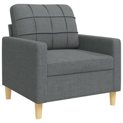 vidaXL 4-tlg. Sofagarnitur mit Fußhocker & Dekokissen Dunkelgrau Stoff