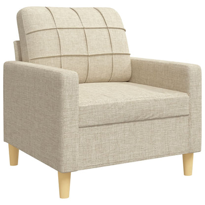 vidaXL 4-tlg. Sofagarnitur mit Fußhocker & Dekokissen Creme Stoff