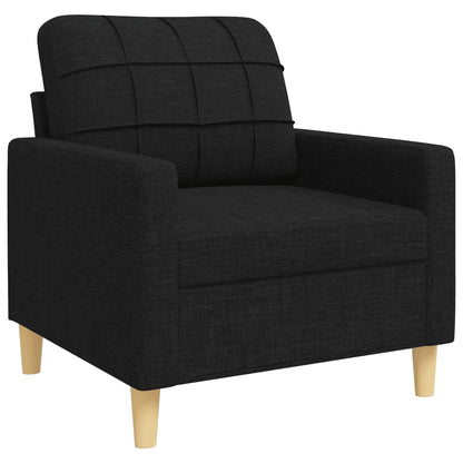 vidaXL 4-tlg. Sofagarnitur mit Fußhocker & Dekokissen Schwarz Stoff