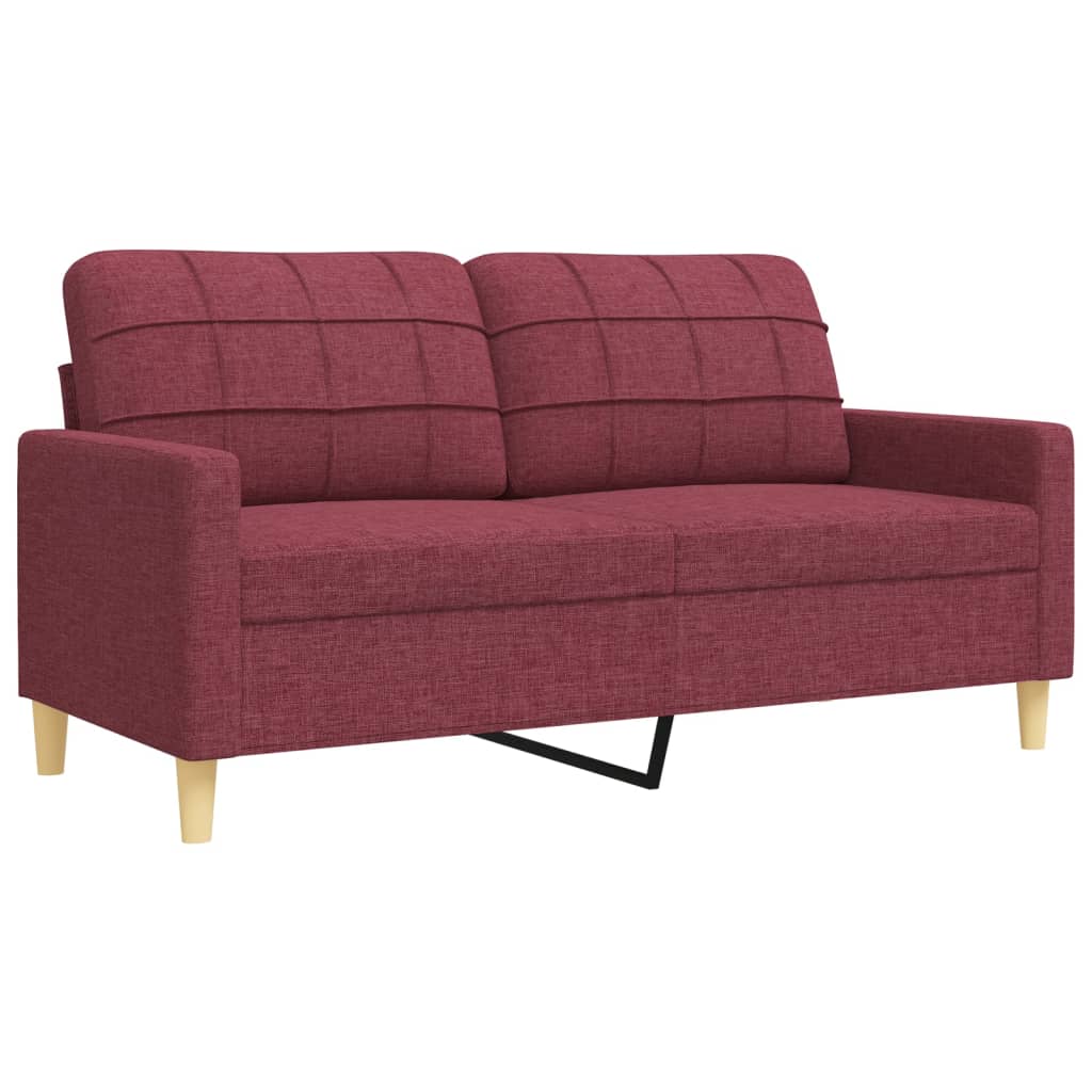 vidaXL 4-tlg. Sofagarnitur mit Fußhocker & Dekokissen Weinrot Stoff