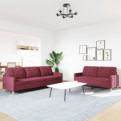 vidaXL 2-tlg. Sofagarnitur Weinrot Stoff