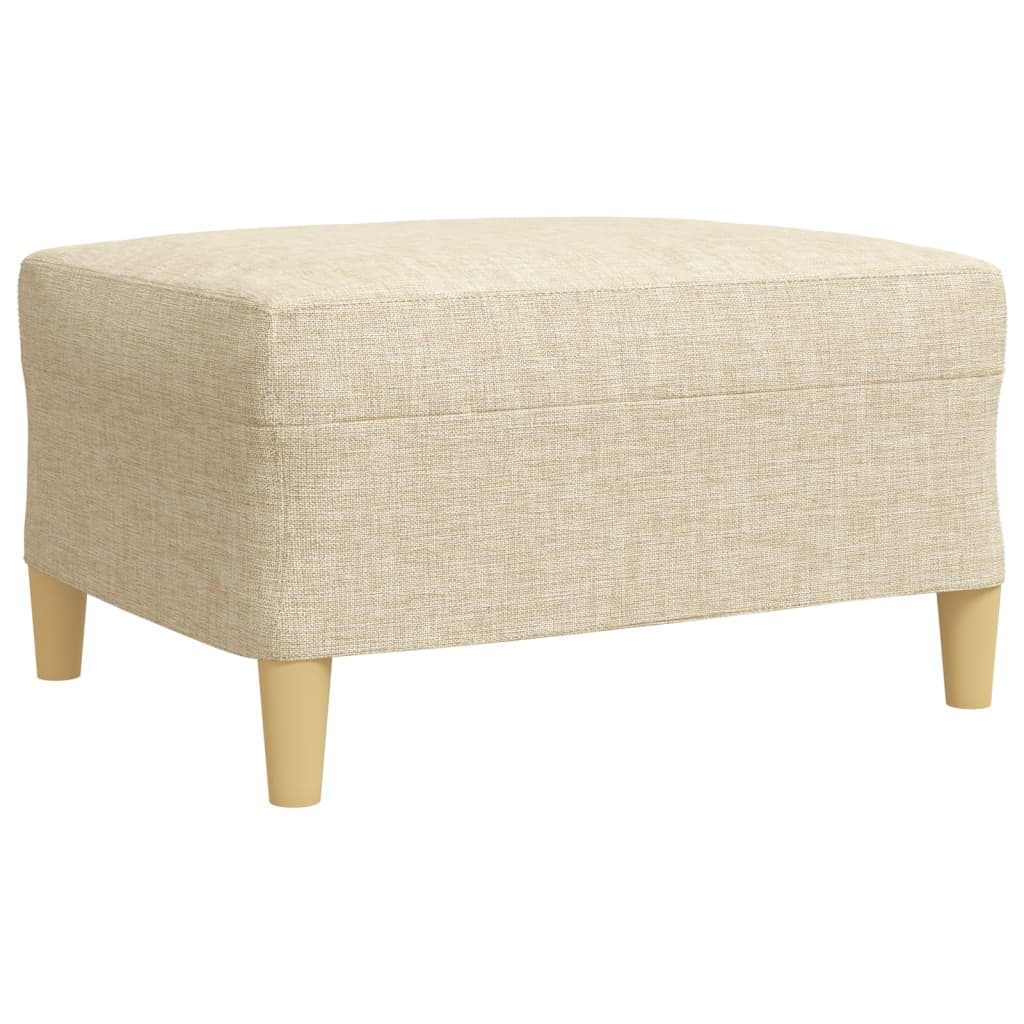 vidaXL 3-tlg. Sofagarnitur mit Fußhocker Creme Stoff