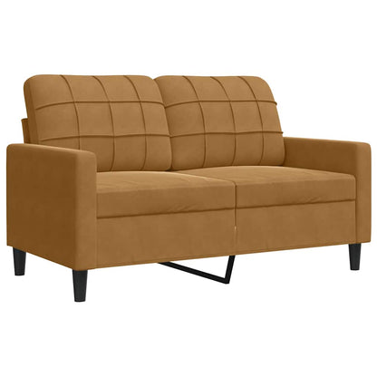 vidaXL 3-tlg. Sofagarnitur mit Kissen Braun Samt