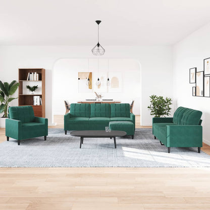 vidaXL 4-tlg. Sofagarnitur mit Kissen Dunkelgrün Samt