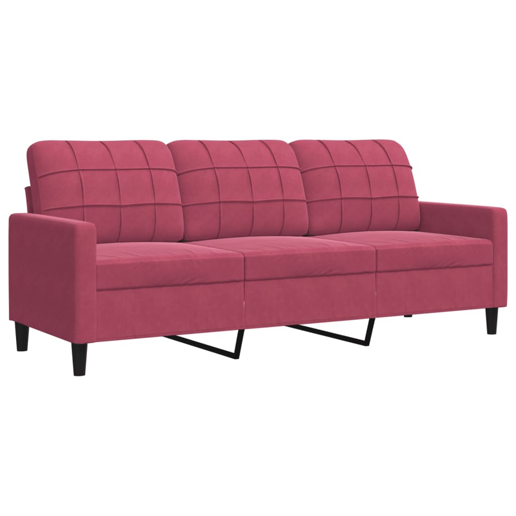 vidaXL 4-tlg. Sofagarnitur mit Kissen Weinrot Samt