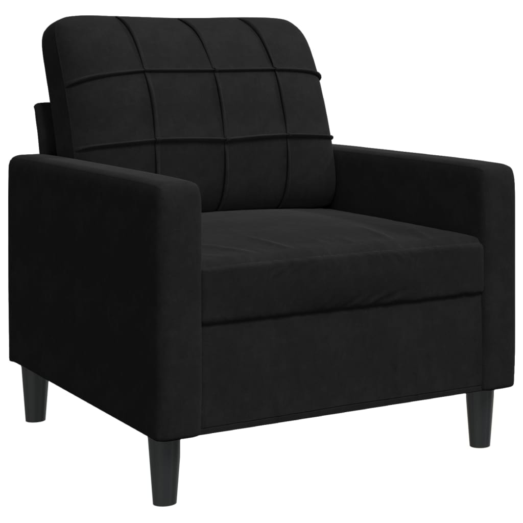 vidaXL 4-tlg. Sofagarnitur mit Kissen Schwarz Samt